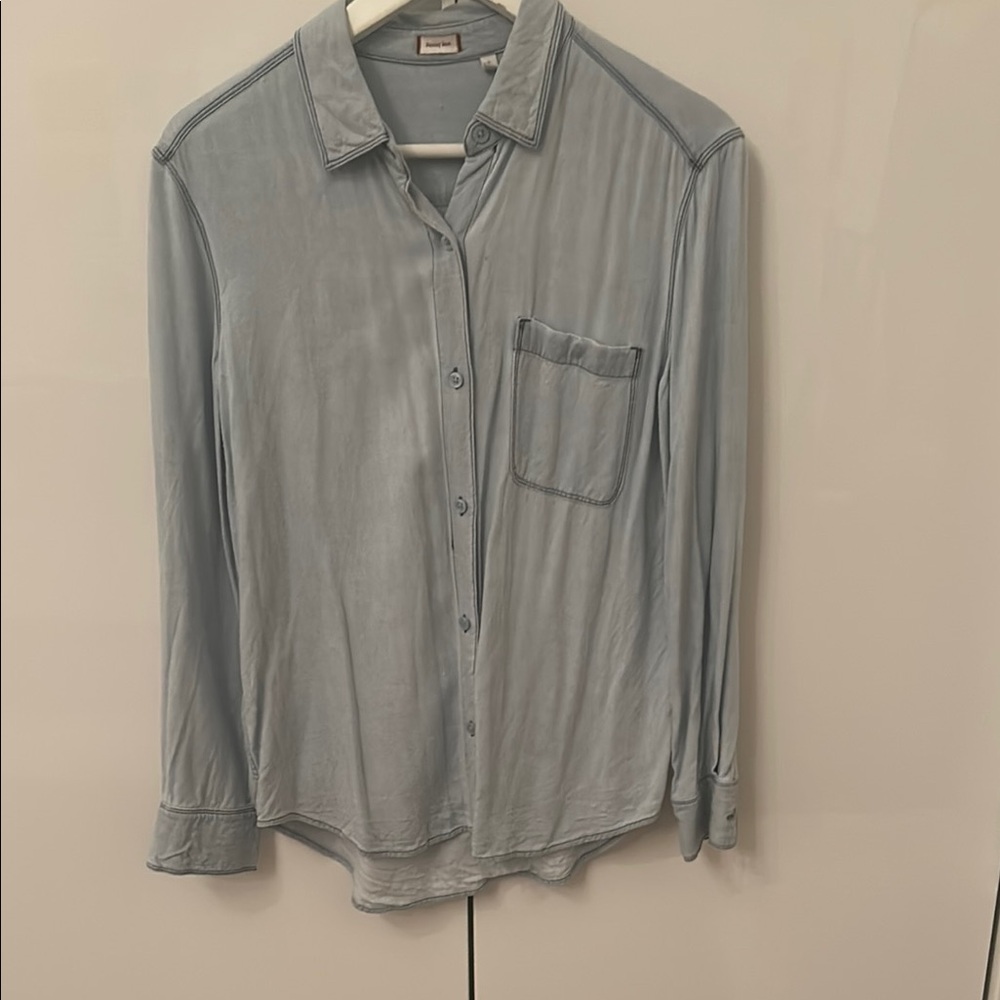 Chambray Light Blue Button-Up Shirt